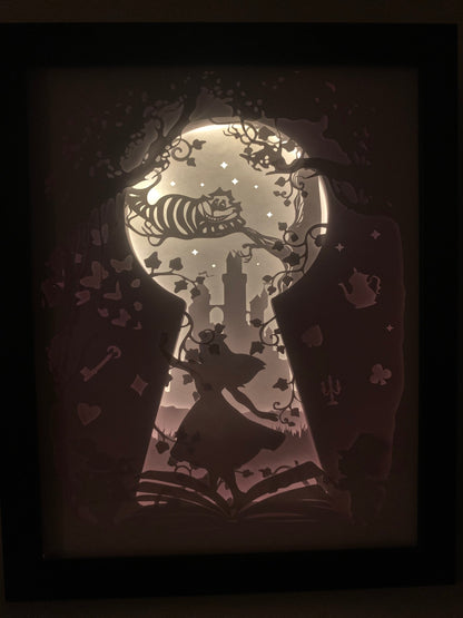 Alice in Wonderland Shadow Box: Cheshire Cat LED Frame
