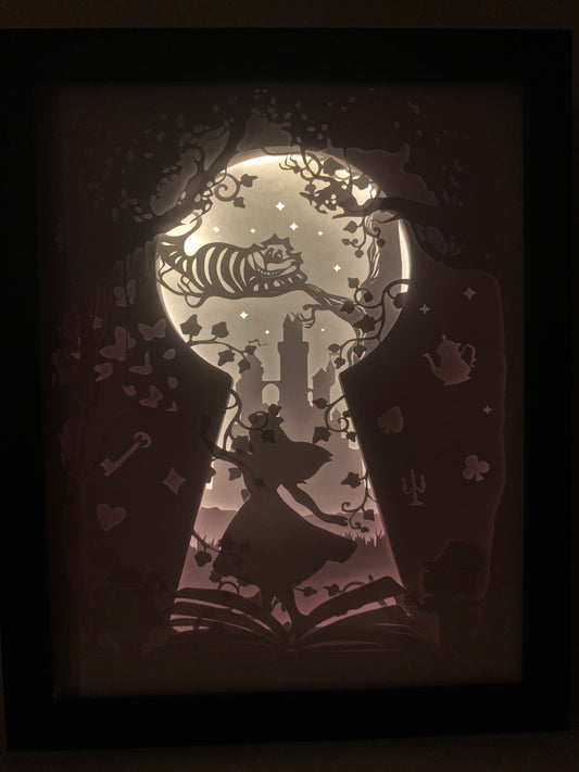 Alice in Wonderland Shadow Box: Cheshire Cat LED Frame