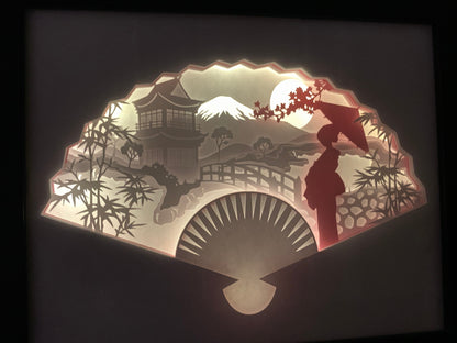 Japanese Geisha Lighted Shadow Box: LED Wall Decor Sign
