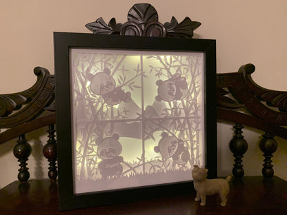 Panda Shadow Box: Chinese Panda Decor, Kids Night Light