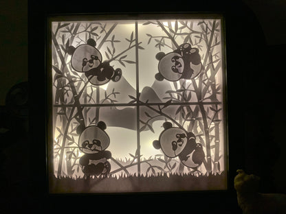 Panda Shadow Box: Chinese Panda Decor, Kids Night Light