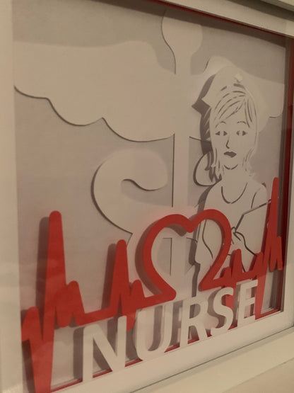 Nurse Shadow Box: Handmade LED Wall Sign, RN Gift