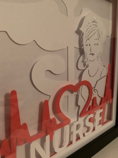Nurse Shadow Box: Handmade LED Wall Sign, RN Gift