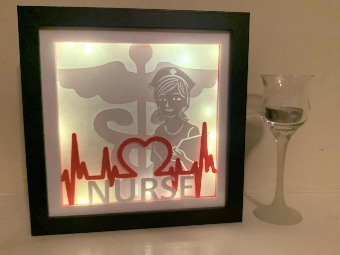 Nurse Shadow Box: Handmade LED Wall Sign, RN Gift