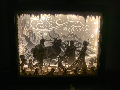 Frozen Shadow Box: Elsa, Anna, Olaf, LED Night Light