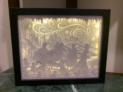 Frozen Shadow Box: Elsa, Anna, Olaf, LED Night Light