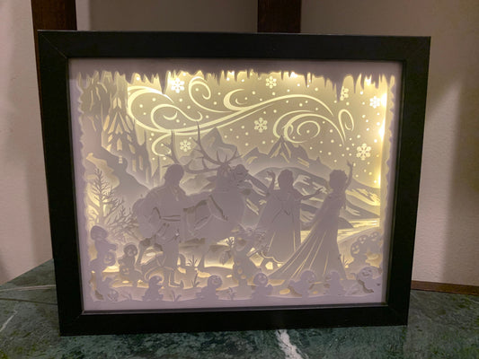 Frozen Shadow Box: Elsa, Anna, Olaf, LED Night Light