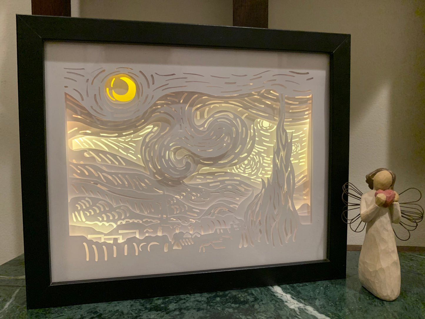 Van Gogh Starry Night Light Box: Handmade LED Wall Art