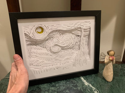 Van Gogh Starry Night Light Box: Handmade LED Wall Art