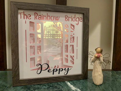 PERSONALIZED Rainbow Bridge, , Dog frame, Lightbox shadow box, LED table light lamp, wall decor, great for a dog lover or pawparent