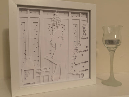 Kissing Couple Christmas Shadow Box: First Christmas LED Decor