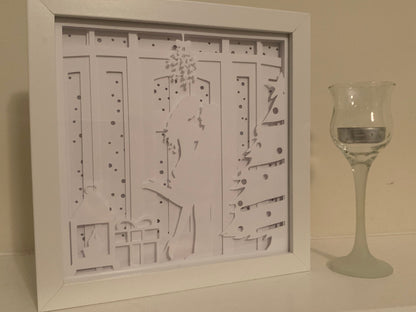 Couple Kissing under the Mistletoe Christmas Shadow Box: LED First Christmas Decor