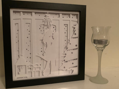 Kissing Couple Christmas Shadow Box: First Christmas LED Decor