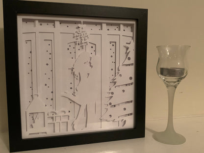 Couple Kissing under the Mistletoe Christmas Shadow Box: LED First Christmas Decor