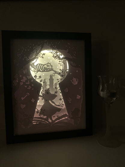 Alice in Wonderland Shadow Box: Cheshire Cat LED Frame