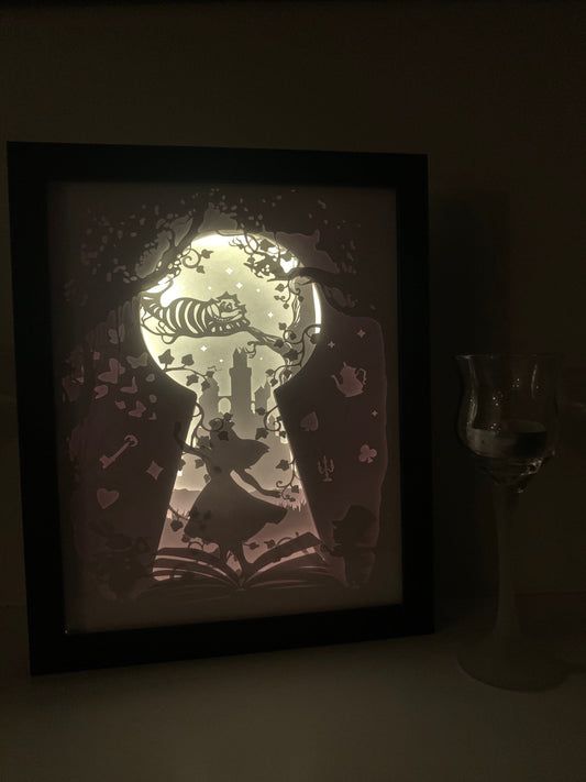 Alice in Wonderland Shadow Box: Cheshire Cat LED Frame