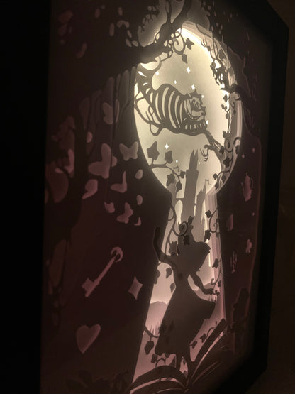 Alice in Wonderland Shadow Box: Cheshire Cat LED Frame
