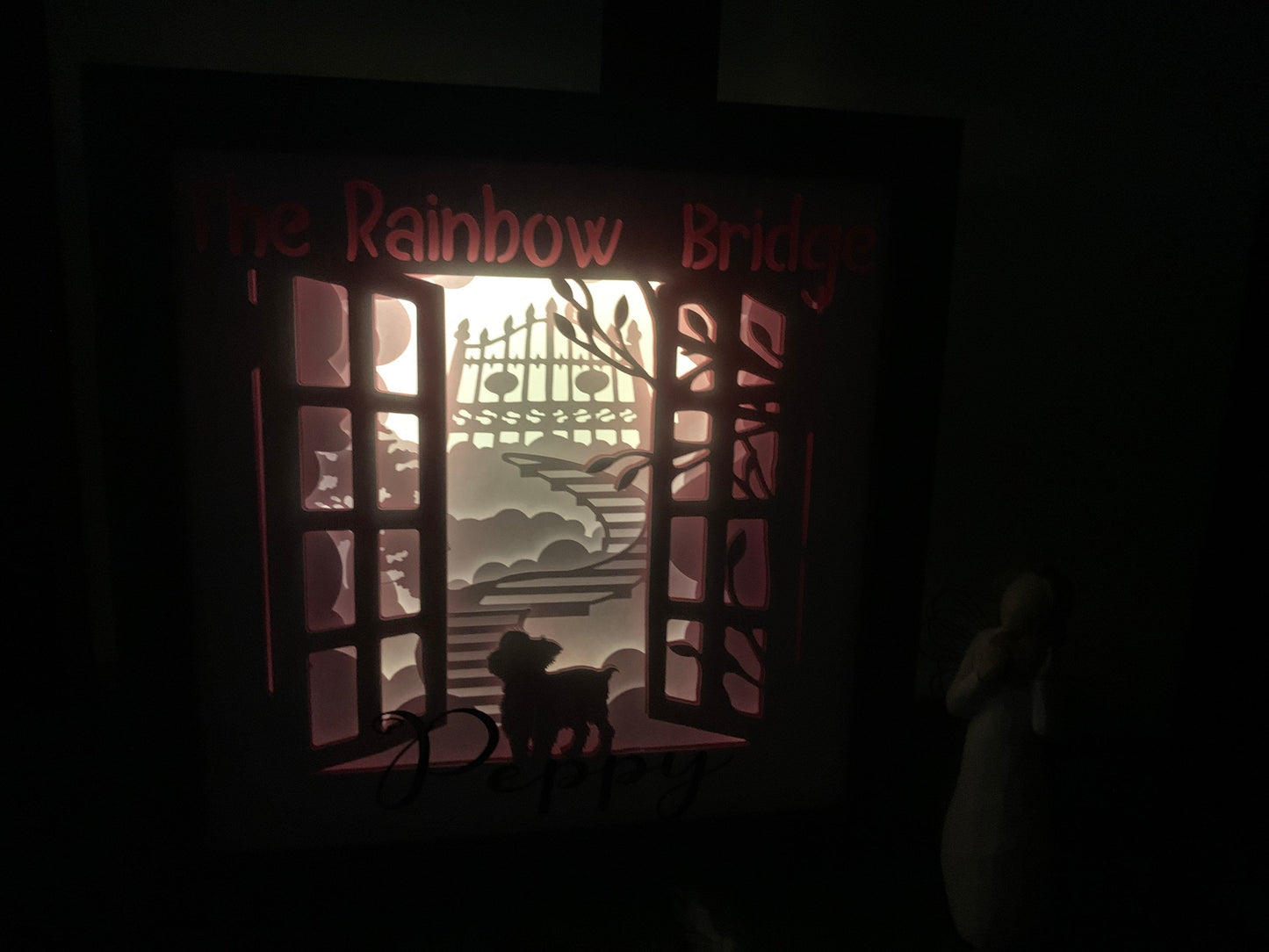 PERSONALIZED Rainbow Bridge, , Dog frame, Lightbox shadow box, LED table light lamp, wall decor, great for a dog lover or pawparent