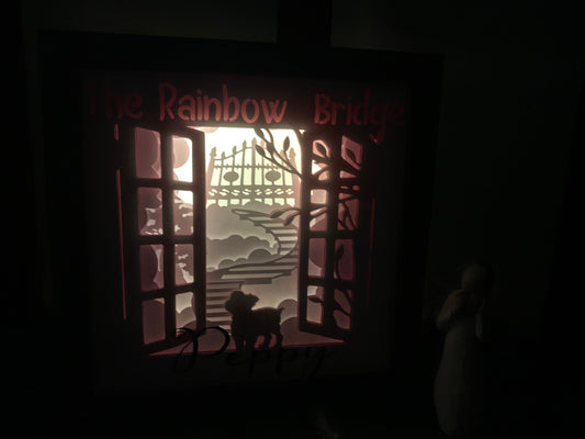 PERSONALIZED Rainbow Bridge, , Dog frame, Lightbox shadow box, LED table light lamp, wall decor, great for a dog lover or pawparent
