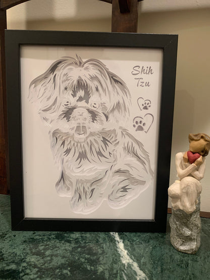Shih Tzu Lightbox: Paw Print Shadow Box, Dog Memorial Gift