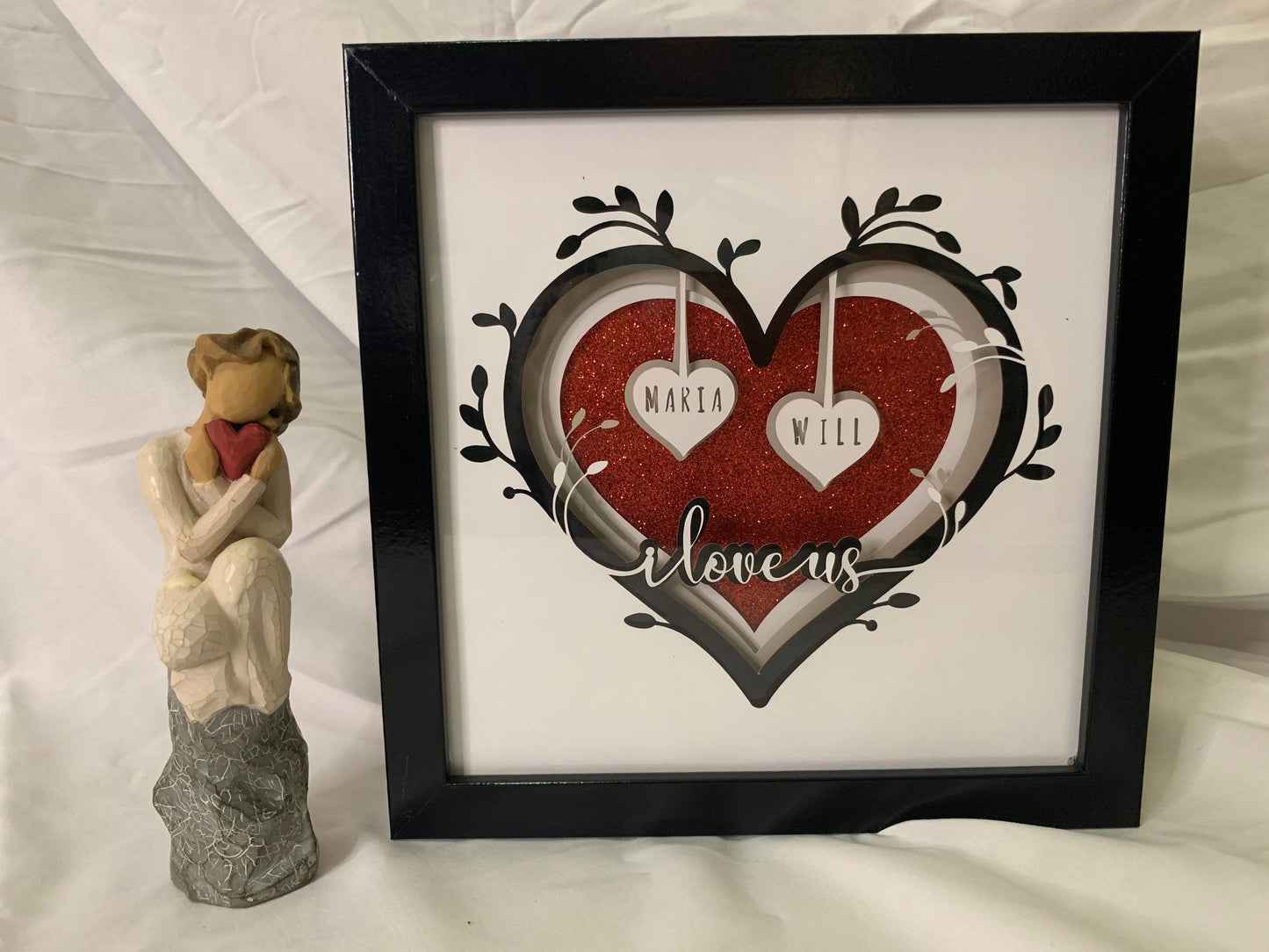 I Love Us, PERSONALIZED lighted shadow box frame, Lightbox, LED table decor,light lamp, shelf wall decor, great for an Anniversary gift