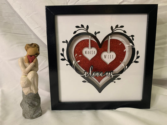 I Love Us, PERSONALIZED lighted shadow box frame, Lightbox, LED table decor,light lamp, shelf wall decor, great for an Anniversary gift