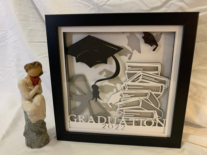 Graduation Shadow Box Frame: 2022 Graduation Cap Gift with LED
