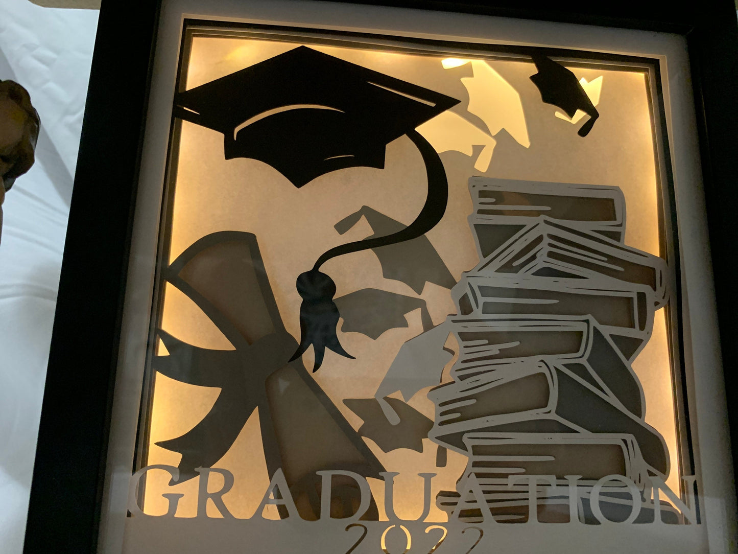 Graduation Shadow Box Frame: 2022 Graduation Cap Gift with LED