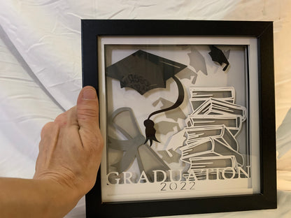 Graduation Shadow Box Frame: 2022 Graduation Cap Gift with LED