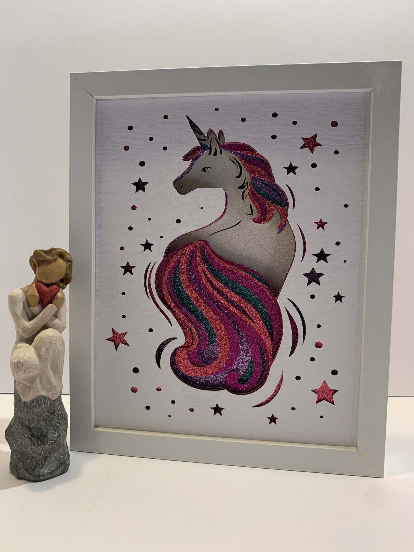Layered Glitter Unicorn Shadow Box: Girls Room Wall Art (8x10)