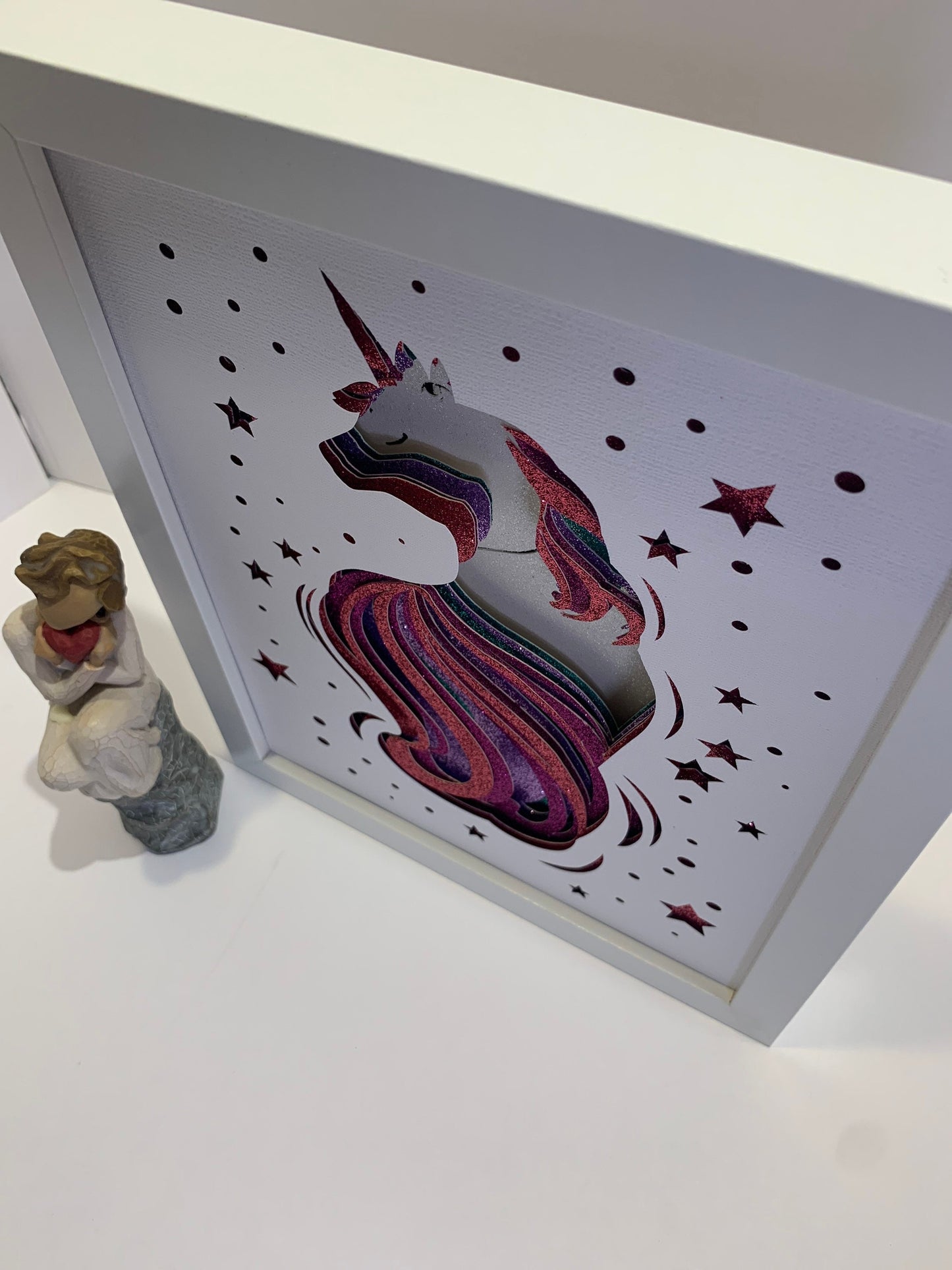 Layered Glitter Unicorn Shadow Box: Girls Room Wall Art (8x10)