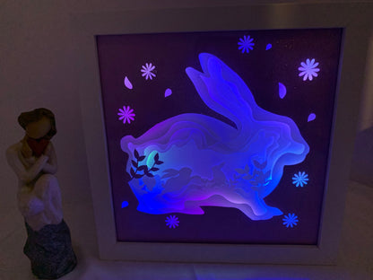 Easter Bunny Shadow Box: LED Light Up Wall Art