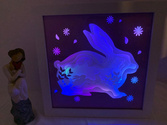 Easter Bunny Shadow Box: LED Light Up Wall Art