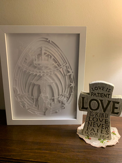 Crucifixion Light Box: Religious Easter Decor, LED Wall Art