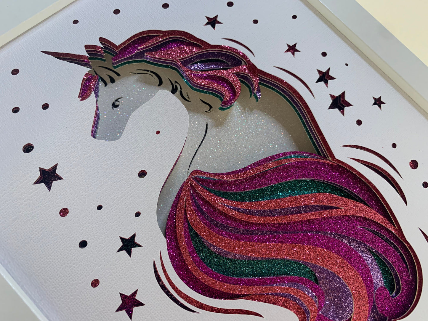 Layered Glitter Unicorn Shadow Box: Girls Room Wall Art (8x10)