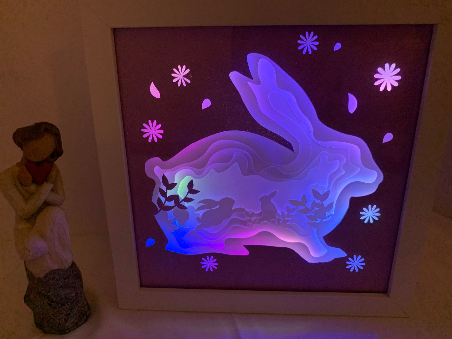 Easter Bunny Shadow Box: LED Light Up Wall Art