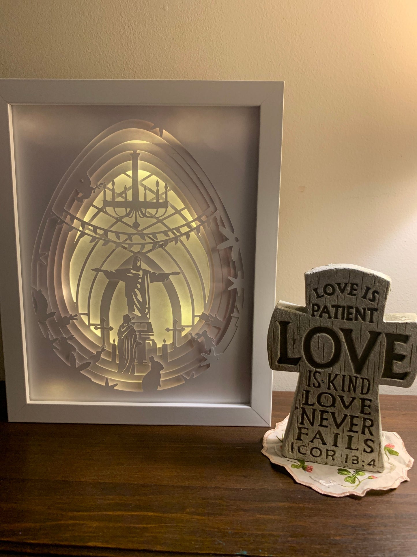 Crucifixion Light Box: Religious Easter Decor (8” X 10”)