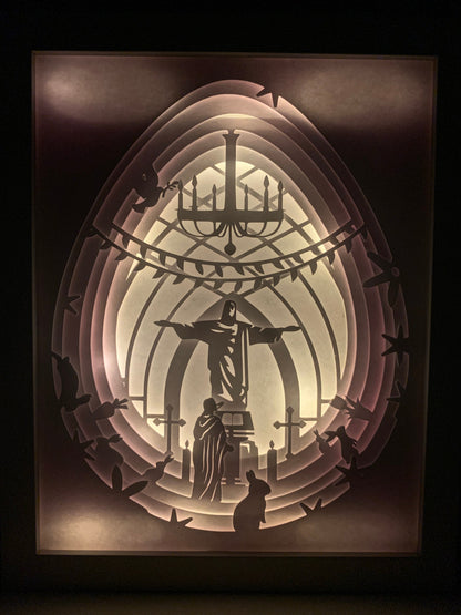 Crucifixion Light Box: Religious Easter Decor (8” X 10”)