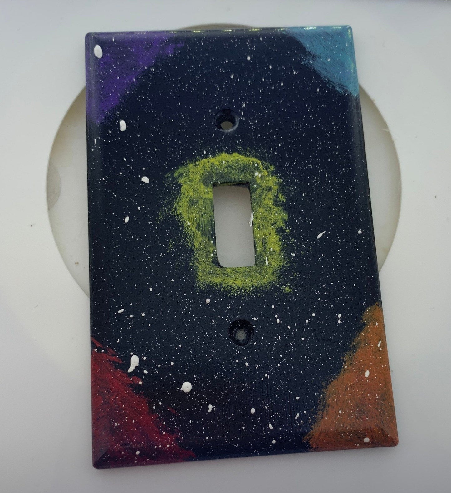 Hand-Painted Galaxy Light Switch Cover Plate: Space Theme Decor