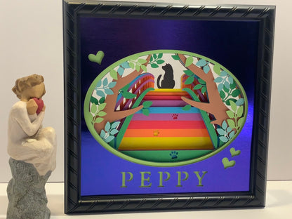 Personalized Rainbow Bridge Shadow Box: Pet Memorial Gift