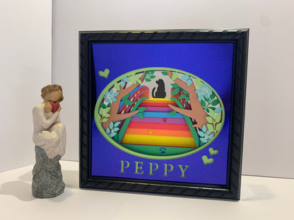 Personalized Rainbow Bridge Shadow Box: Pet Memorial Gift
