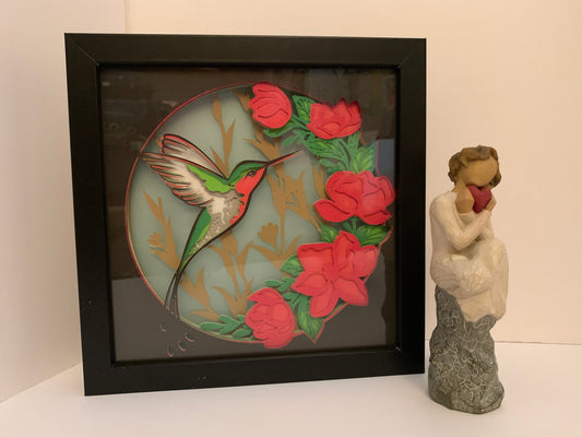 Hummingbird lightbox, light box, Decorative Lighted Shadow Box, Shadowbox Frame lamp, great birthday gift, gift for wife or girlfriend