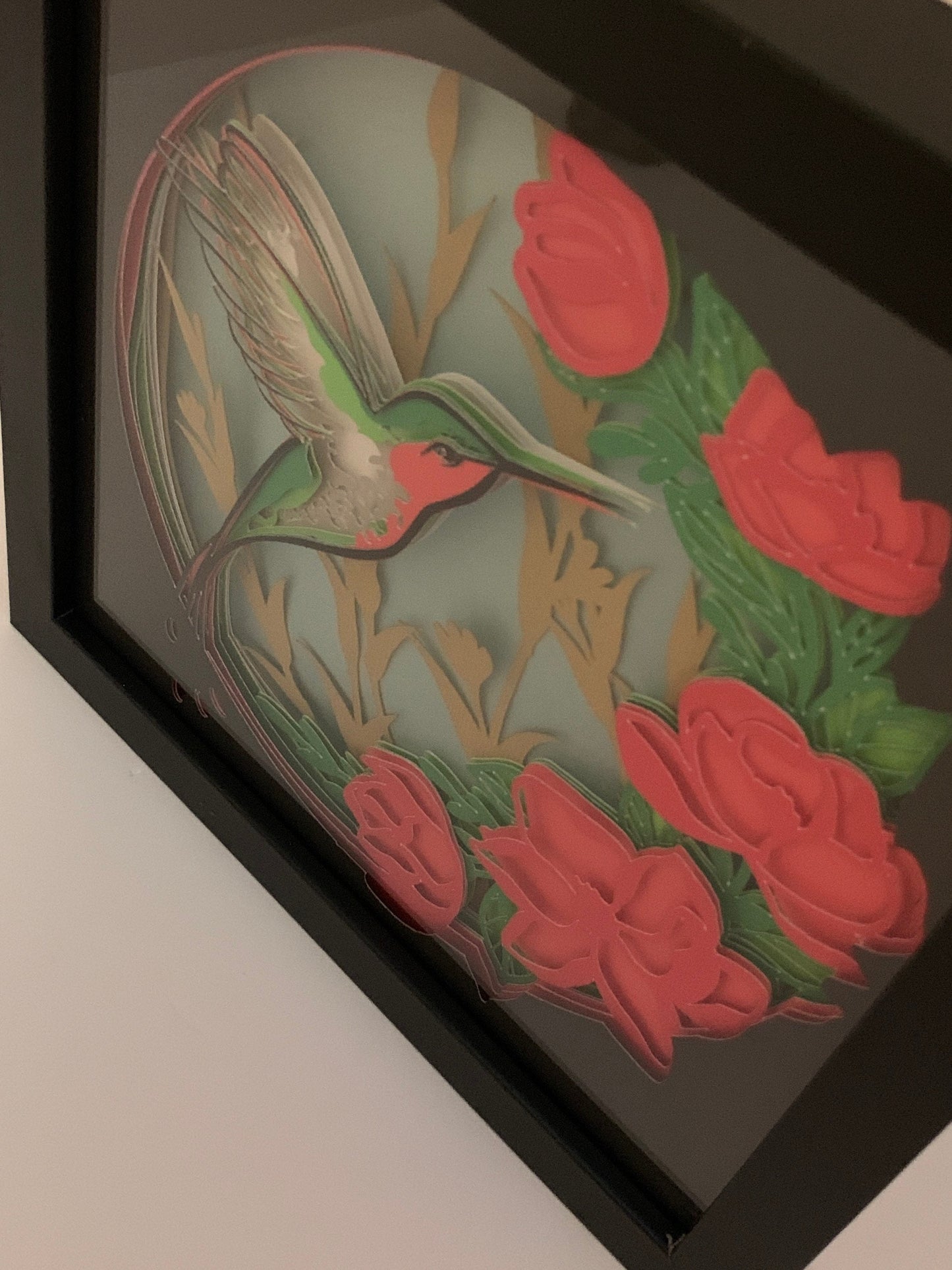 Hummingbird lightbox, light box, Decorative Lighted Shadow Box, Shadowbox Frame lamp, great birthday gift, gift for wife or girlfriend