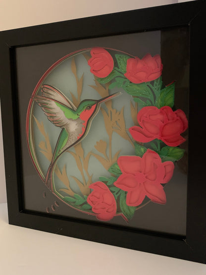 Hummingbird lightbox, light box, Decorative Lighted Shadow Box, Shadowbox Frame lamp, great birthday gift, gift for wife or girlfriend