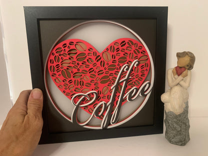 Lighted Coffee Sign: Handmade Shadow Box Decor