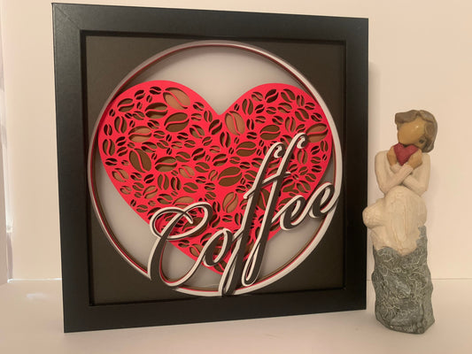 Lighted Coffee Sign: Handmade Shadow Box Decor