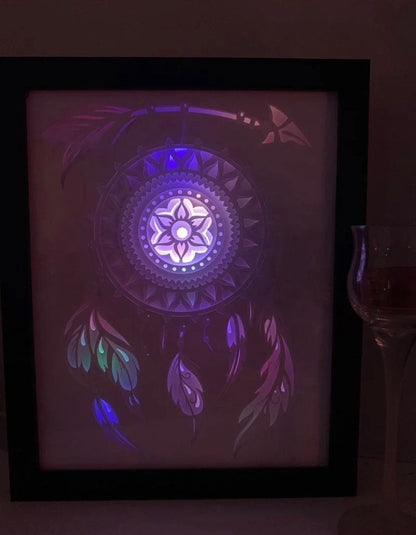 Dreamcatcher Light Box: LED Shadow Box Wall Art