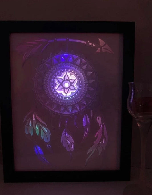 Dreamcatcher Light Box: LED Shadow Box Wall Art