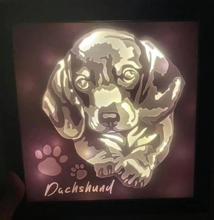 Dachshund Lightbox: Weiner Dog Shadow Box, Paw Print  Doxie Decor