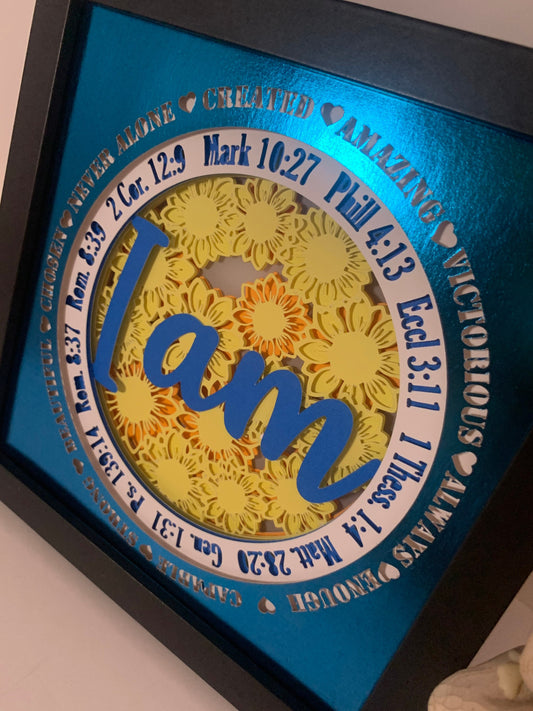 Bible Verse Daisy Shadow Box: Religious Lighted Frame